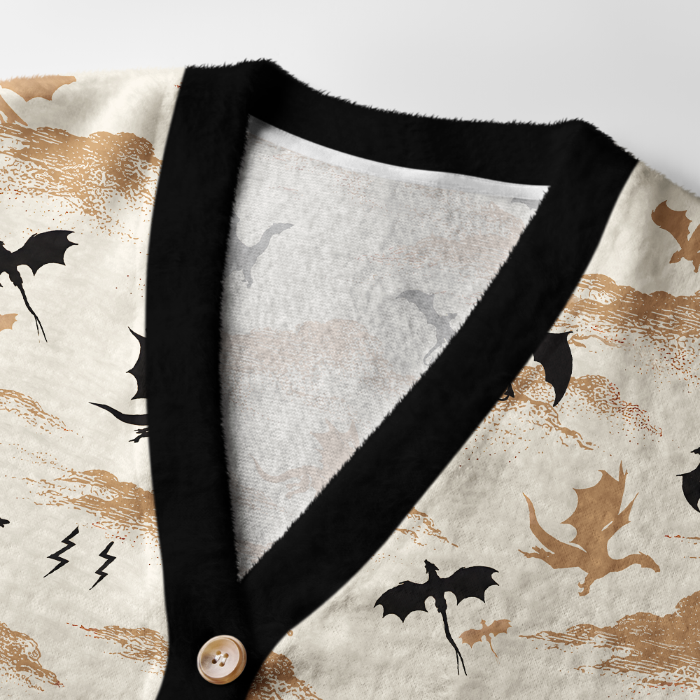 Pagewings Book Dragon Light Knit Unisex Cardigan Sweaters
