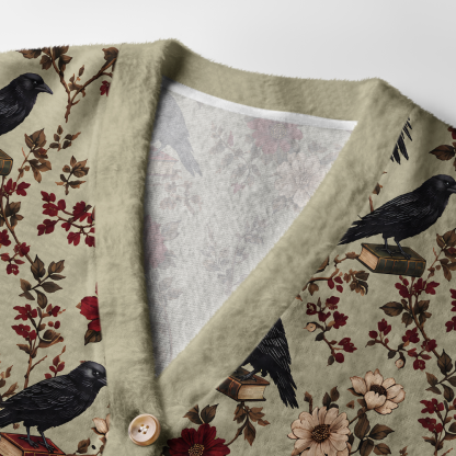 Pagewings Reading Crow Light Knit Unisex Cardigan Sweaters