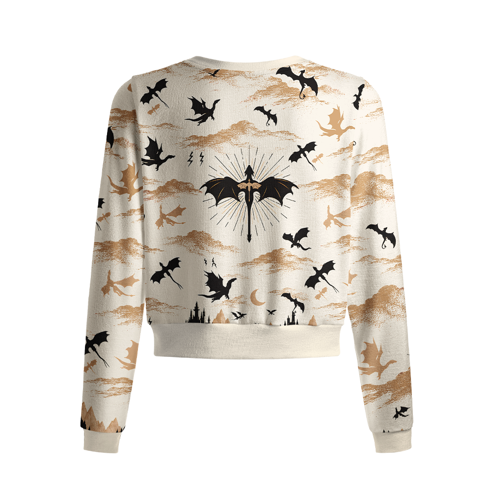 Pagewings Book Dragon Crew Neck Cardigan Sweaters