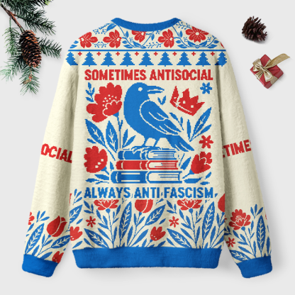 Pagewings Anti Fascism Unisex Ugly Light Knit Sweatshirt