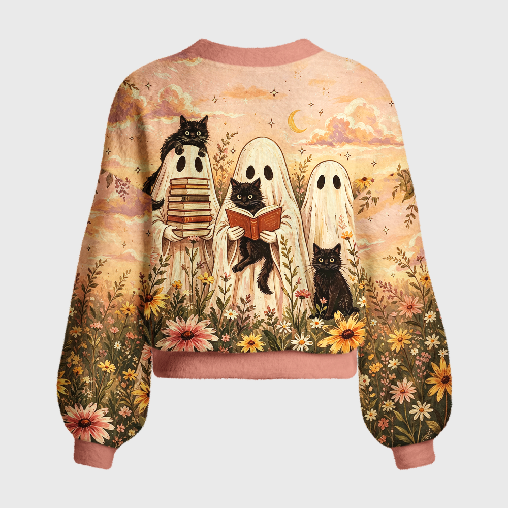 Pagewings Ghosts Love Reading Women's Cardigan Sweater