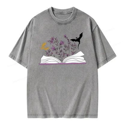 Pagewings Fourth Wing Flower Book Unisex Washed T-shirt