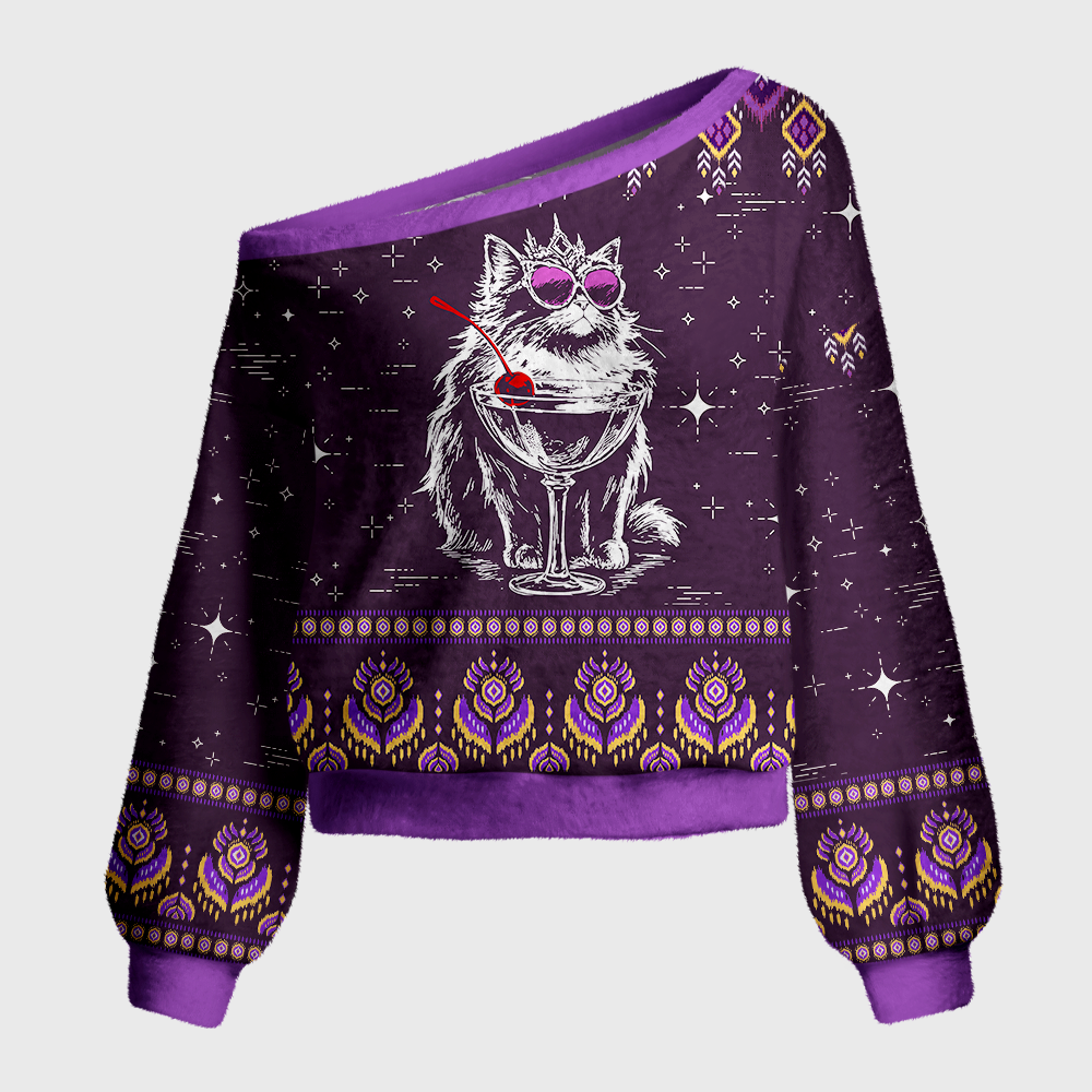 Pagewings Sci Fi Book Lover Off Shoulder Ugly Knit Sweater