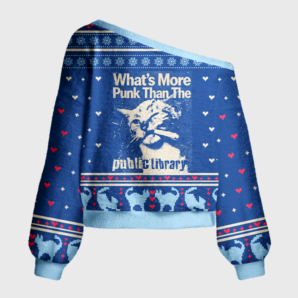 Pagewings Book Lover Off Shoulder Ugly Knit Sweater