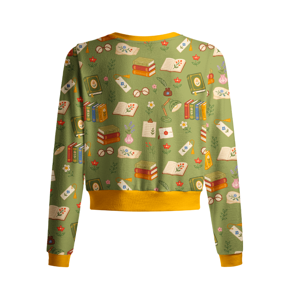 Pagewings Book Lover Crew Neck Cardigan Sweaters