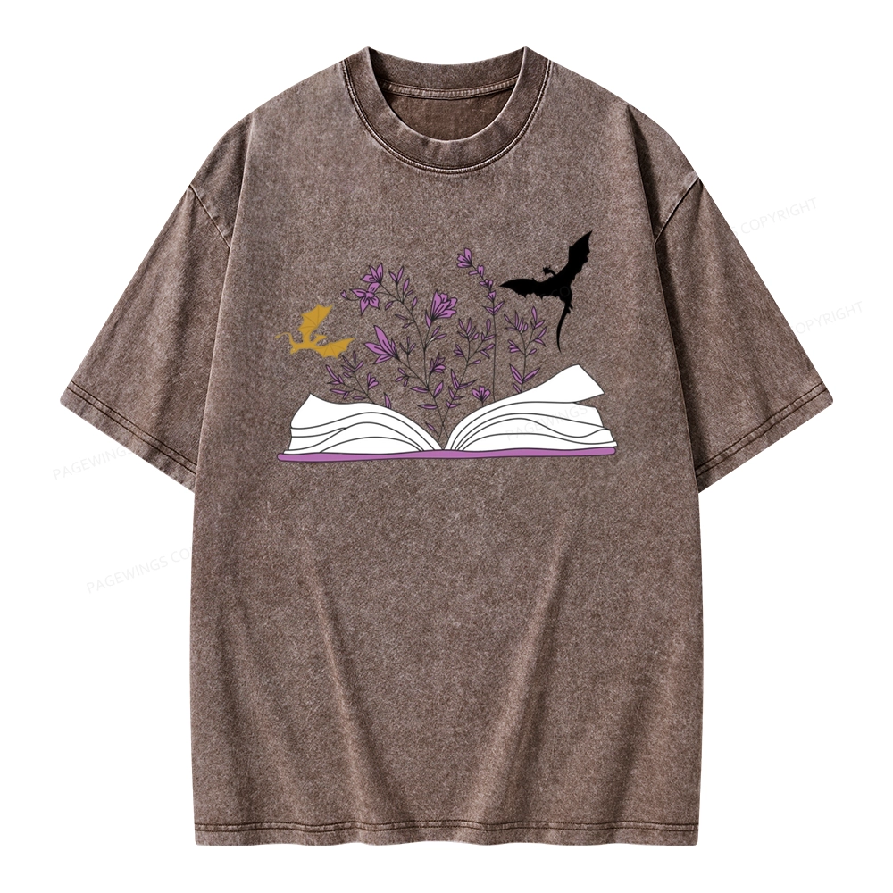 Pagewings Fourth Wing Flower Book Unisex Washed T-shirt