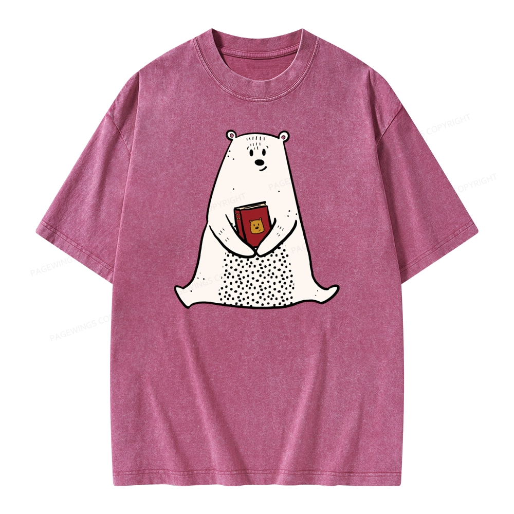 Pagewings Beary Good Reader Unisex Washed T-shirt