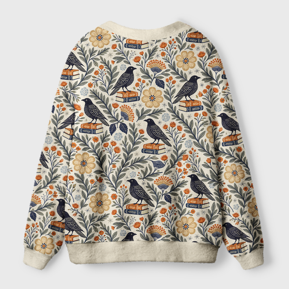 Pagewings Reading Crow Light Knit Unisex Cardigan Sweaters