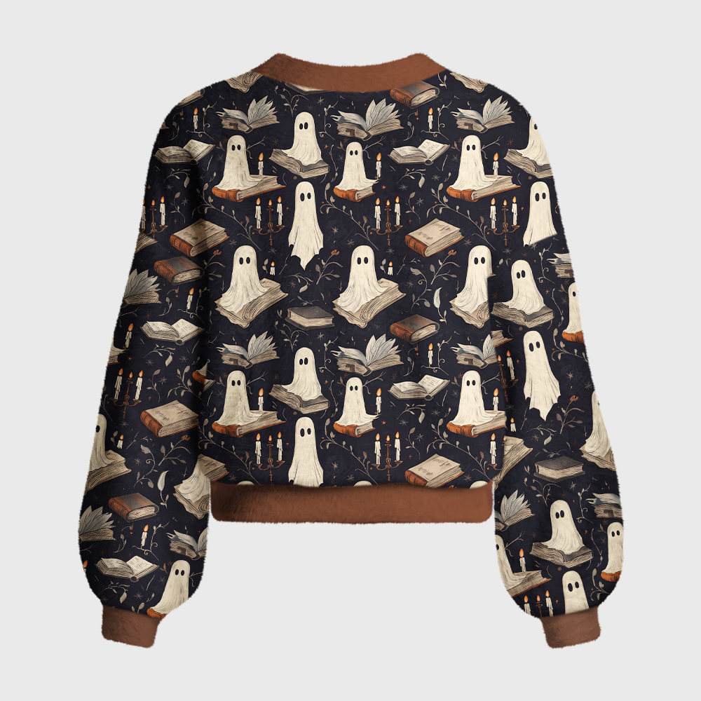 Pagewings Ghosts Love Reading Women's Cardigan Sweater