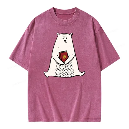 Pagewings Beary Good Reader Unisex Washed T-shirt