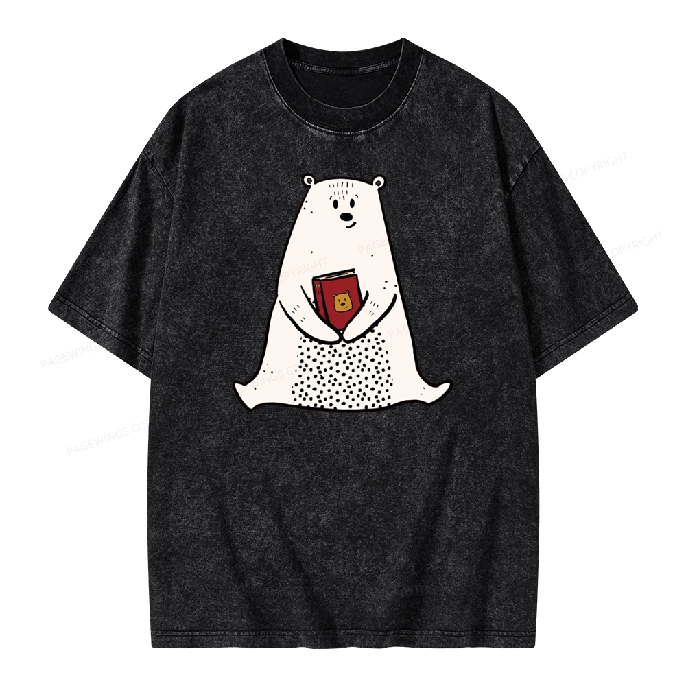 Pagewings Beary Good Reader Unisex Washed T-shirt