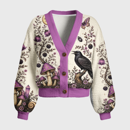 Pagewings Reading Crow Women's Cardigan Sweater