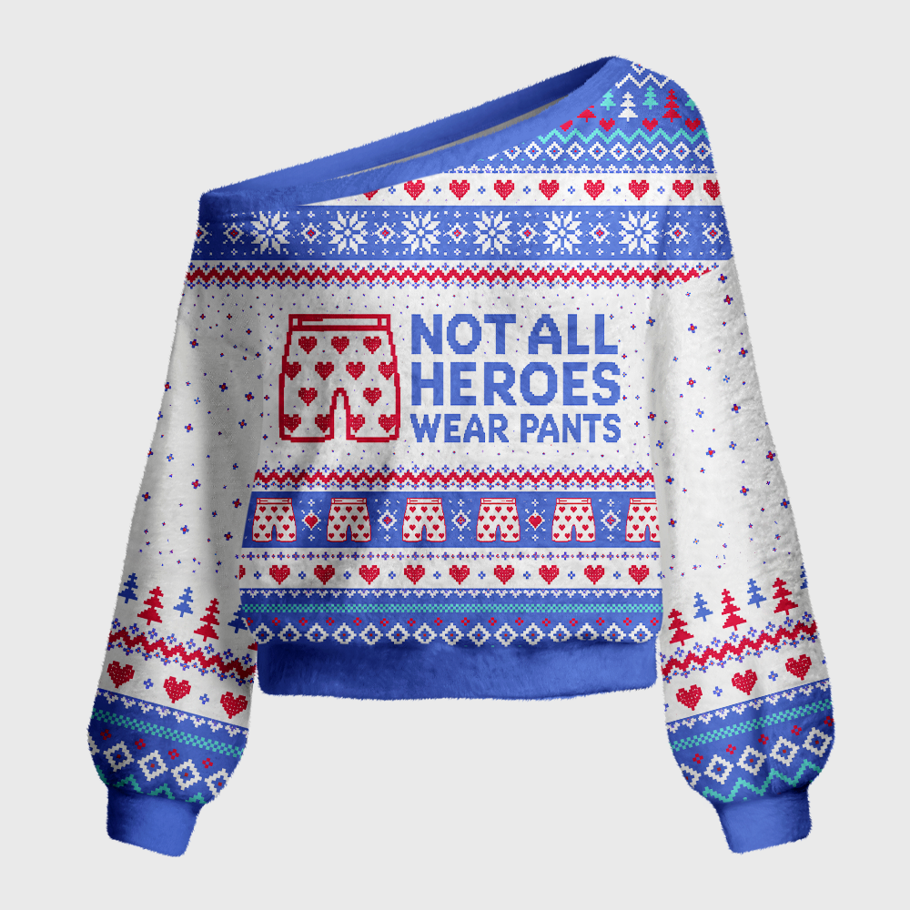 Pagewings Sci Fi Book Lover Off Shoulder Ugly Knit Sweater