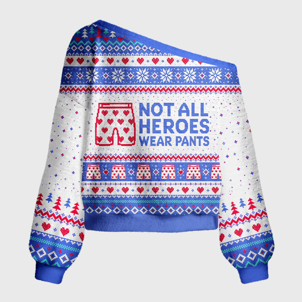 Pagewings Sci Fi Book Lover Off Shoulder Ugly Knit Sweater