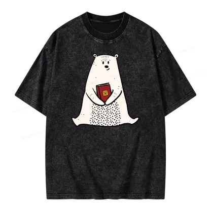 Pagewings Beary Good Reader Unisex Washed T-shirt