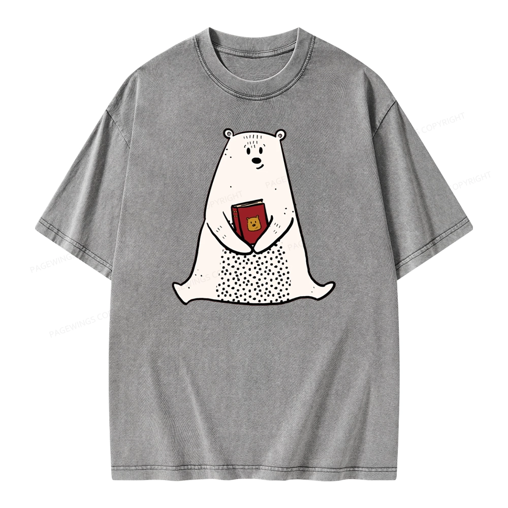 Pagewings Beary Good Reader Unisex Washed T-shirt