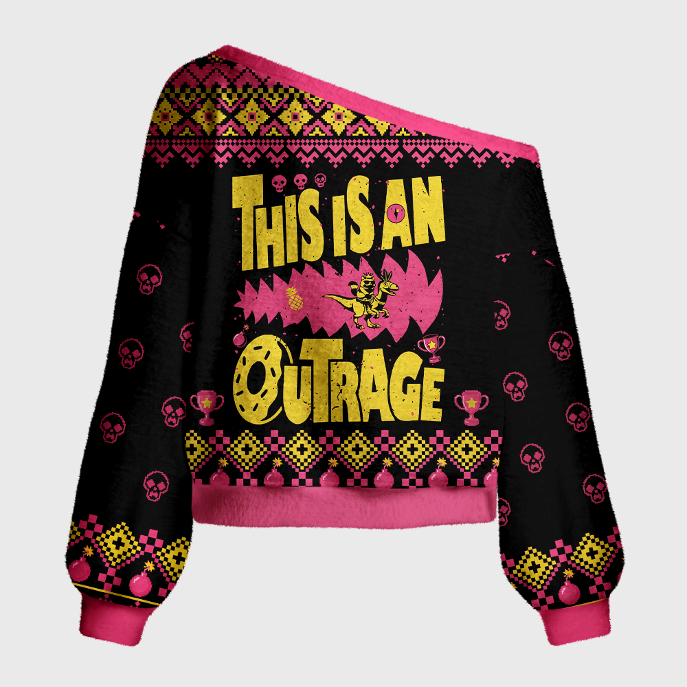 Pagewings Sci Fi Book Lover Off Shoulder Ugly Knit Sweater