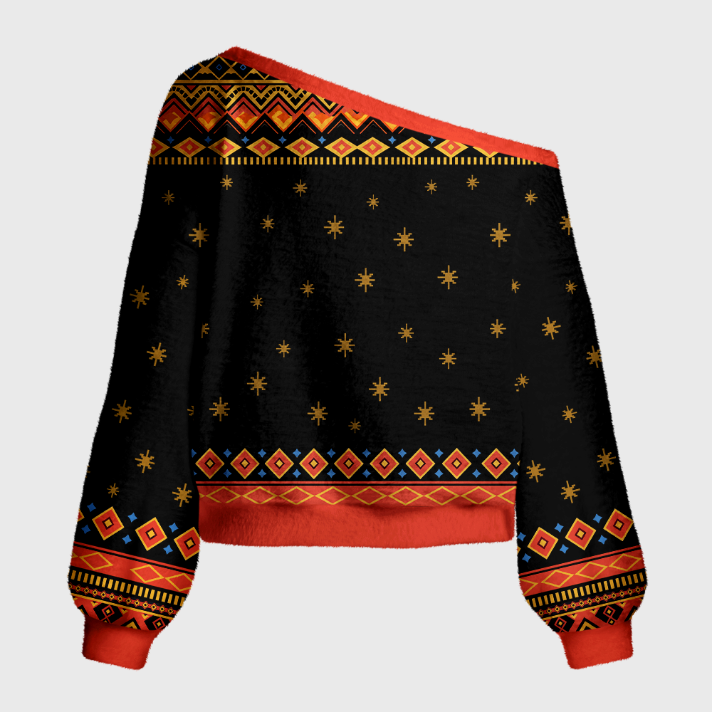 Pagewings Make Orwell Fiction Again Off Shoulder Ugly Knit Sweater