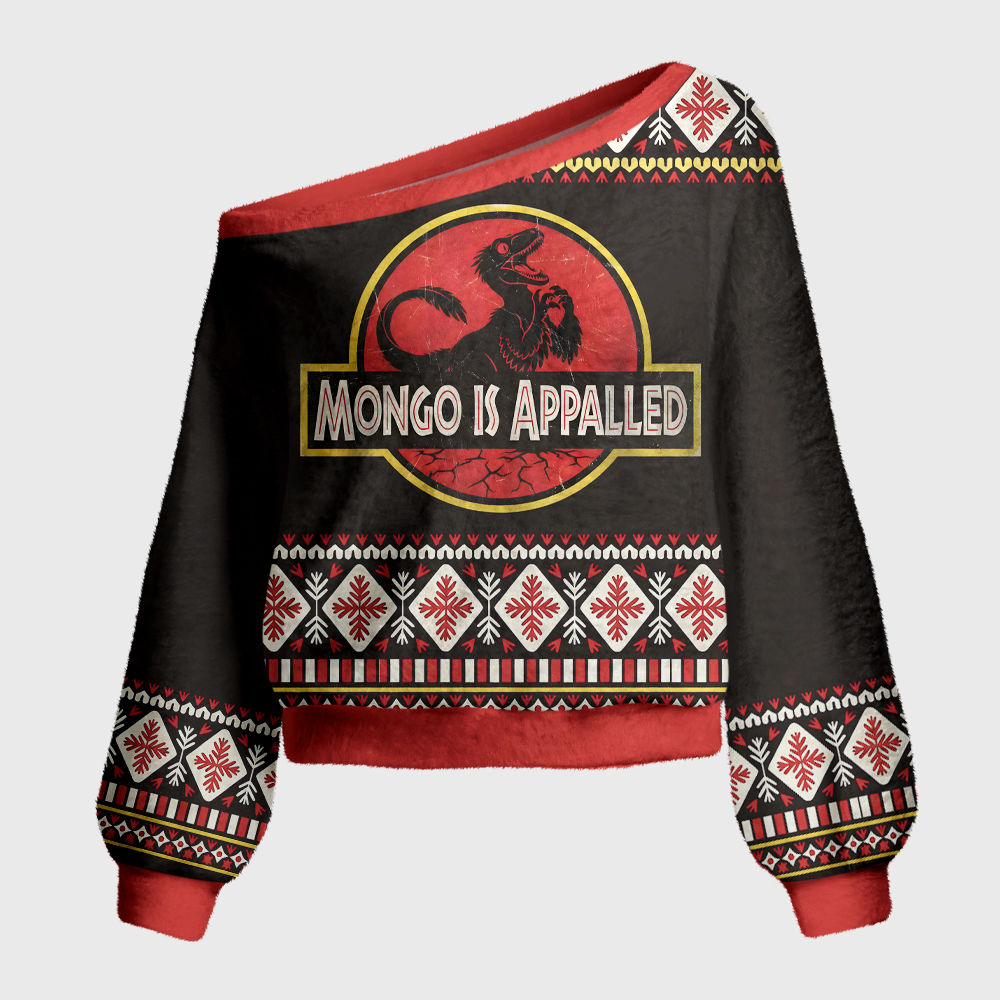 Pagewings Sci Fi Book Lover Off Shoulder Ugly Knit Sweater