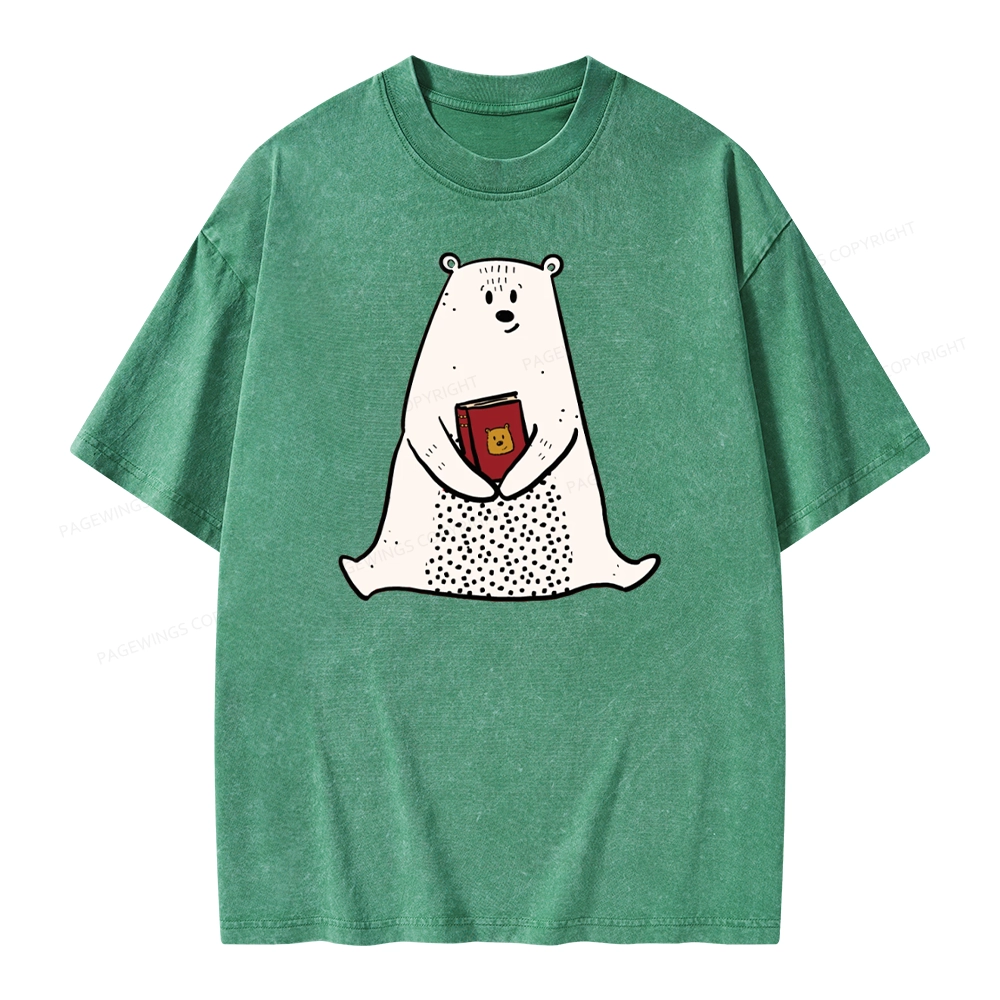 Pagewings Beary Good Reader Unisex Washed T-shirt
