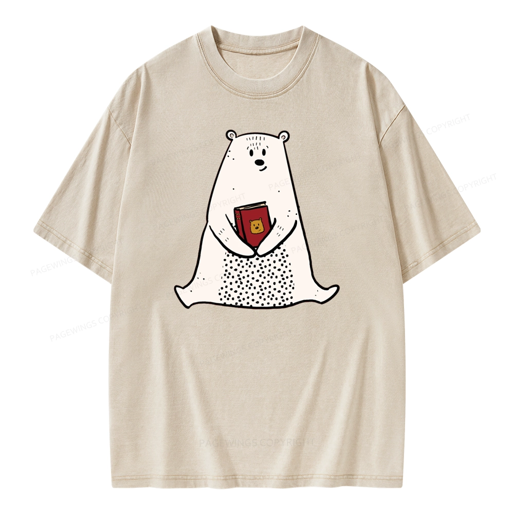 Pagewings Beary Good Reader Unisex Washed T-shirt