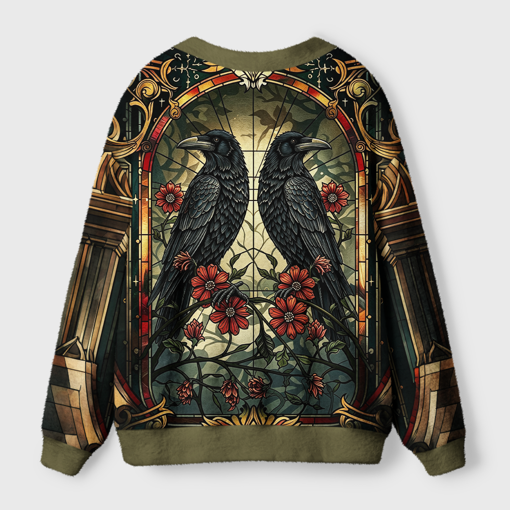 Pagewings Reading Crow Light Knit Unisex Cardigan Sweaters