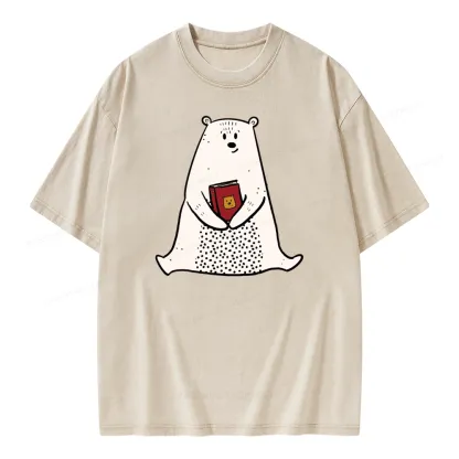 Pagewings Beary Good Reader Unisex Washed T-shirt