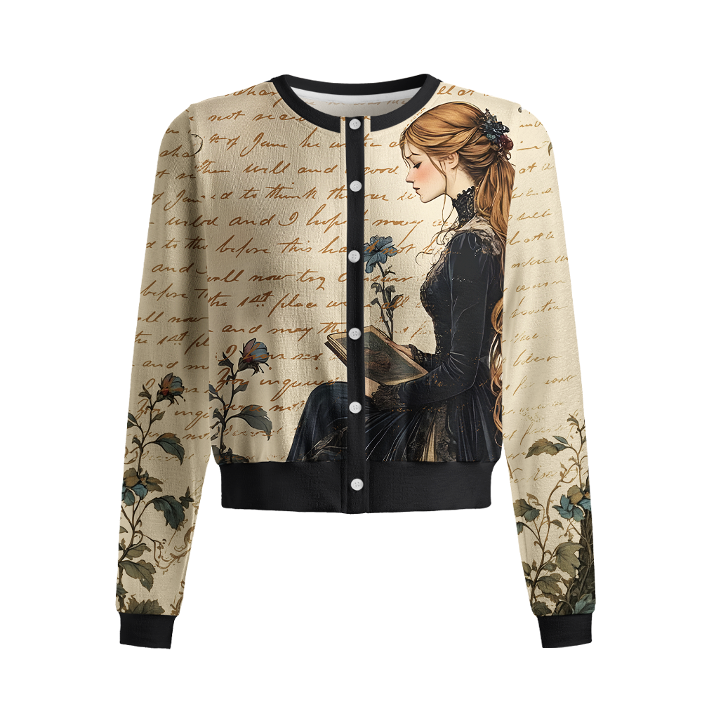 Pagewings Book Lover Crew Neck Cardigan Sweaters
