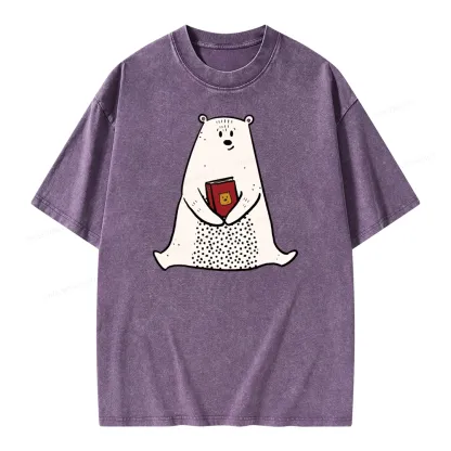 Pagewings Beary Good Reader Unisex Washed T-shirt