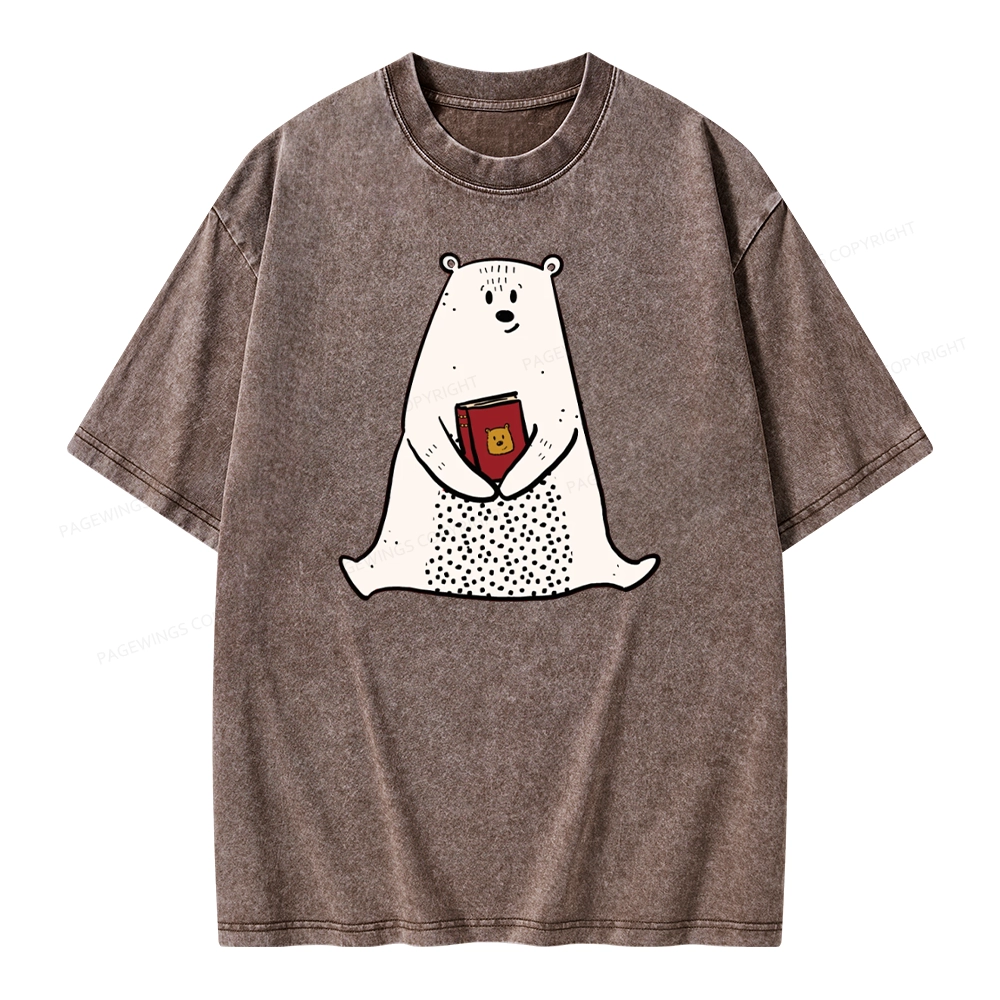 Pagewings Beary Good Reader Unisex Washed T-shirt