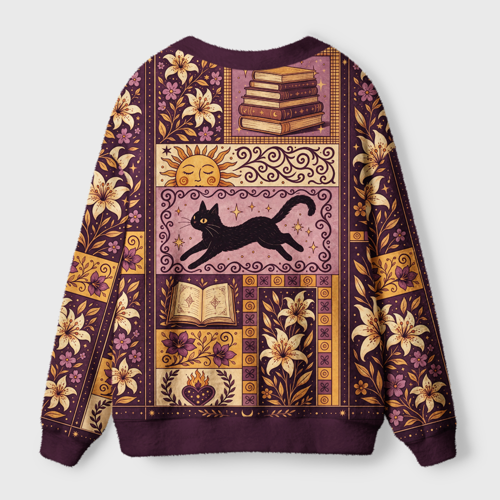 Pagewings Cat Book Lover Light Knit Unisex Cardigan Sweaters