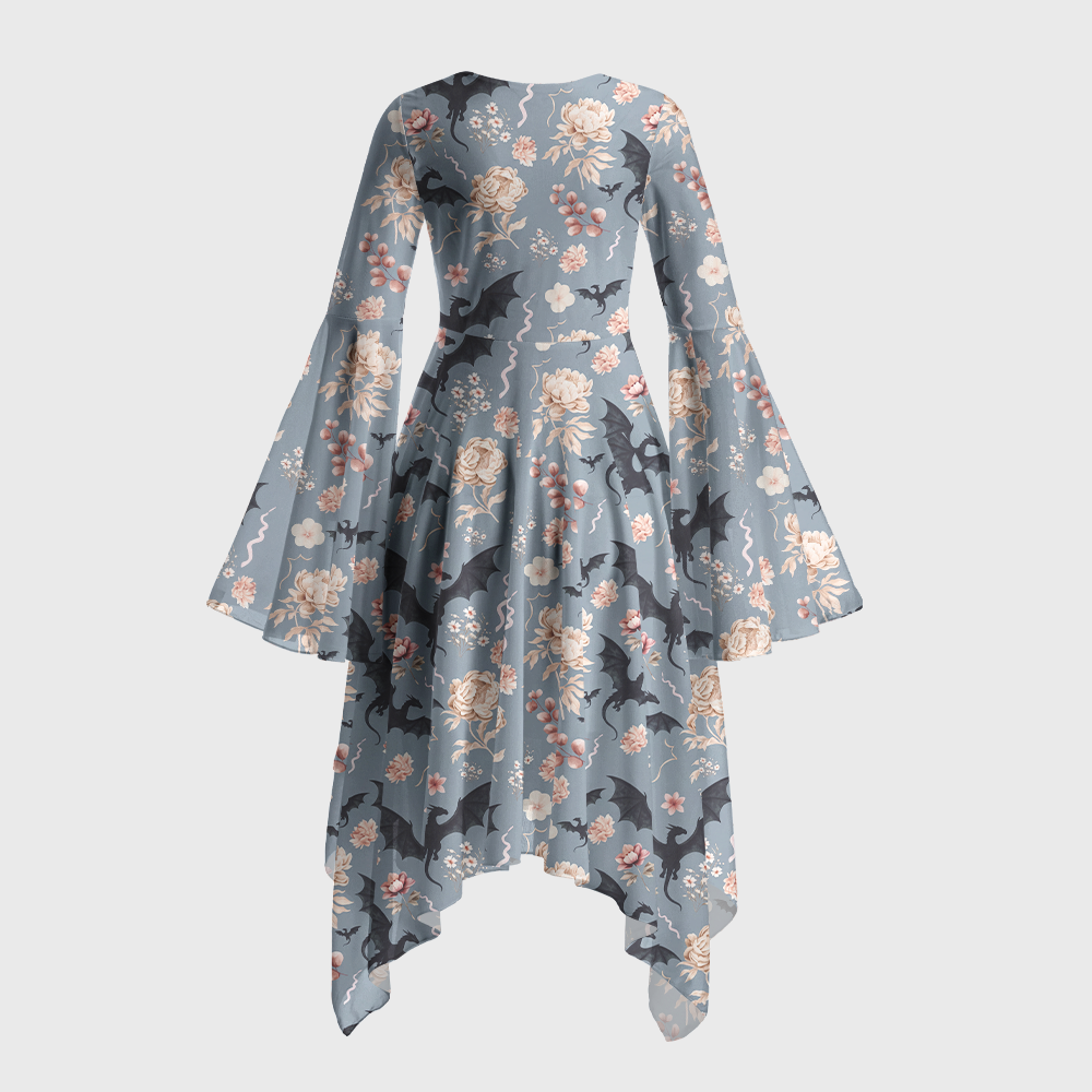 Pagewings Book Dragon Bell Sleeve Dress
