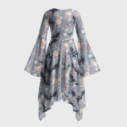 Pagewings Book Dragon Bell Sleeve Dress