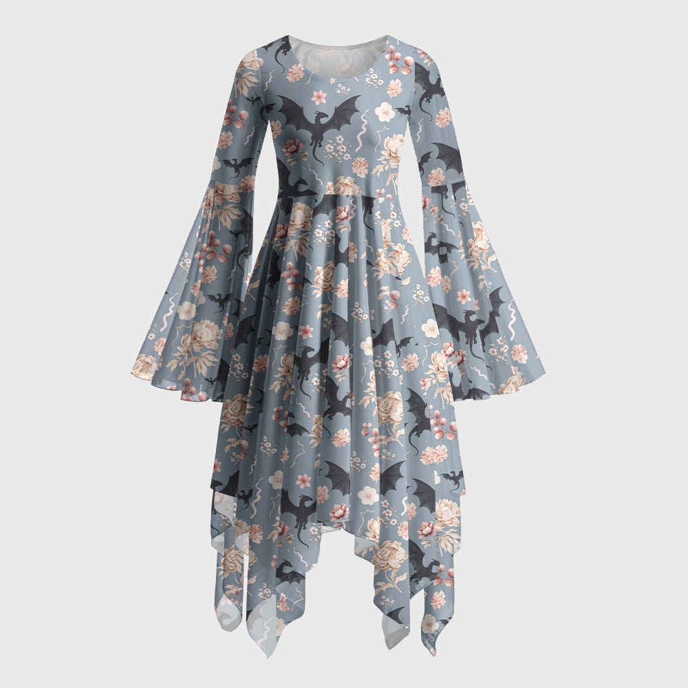 Pagewings Book Dragon Bell Sleeve Dress