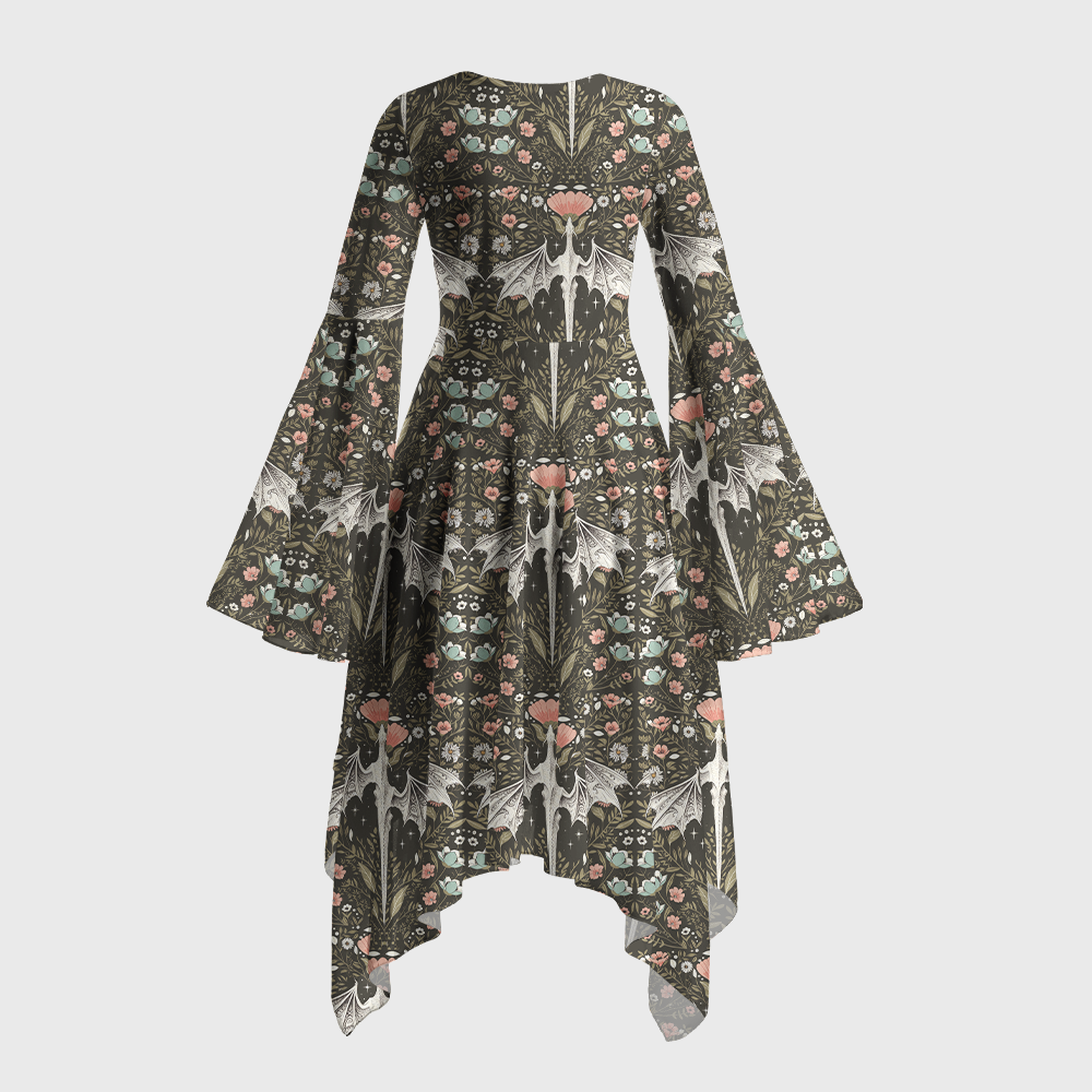 Pagewings Fantasy Book Lover Bell Sleeve Dress