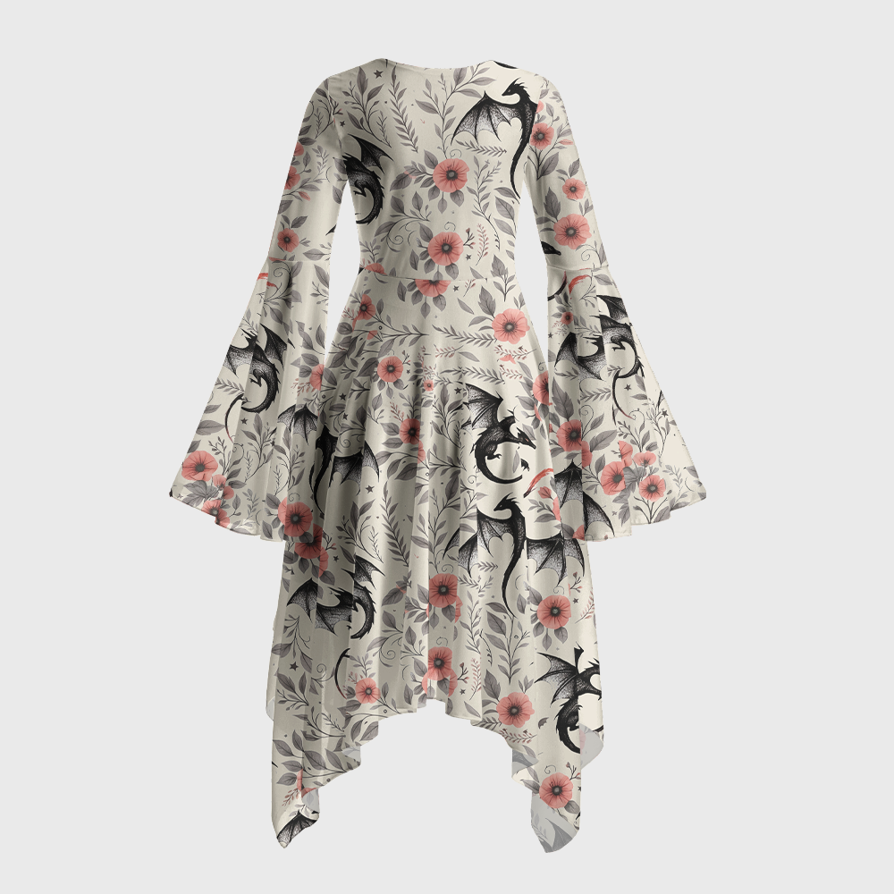 Pagewings Fantasy Book Lover Bell Sleeve Dress
