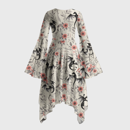 Pagewings Fantasy Book Lover Bell Sleeve Dress