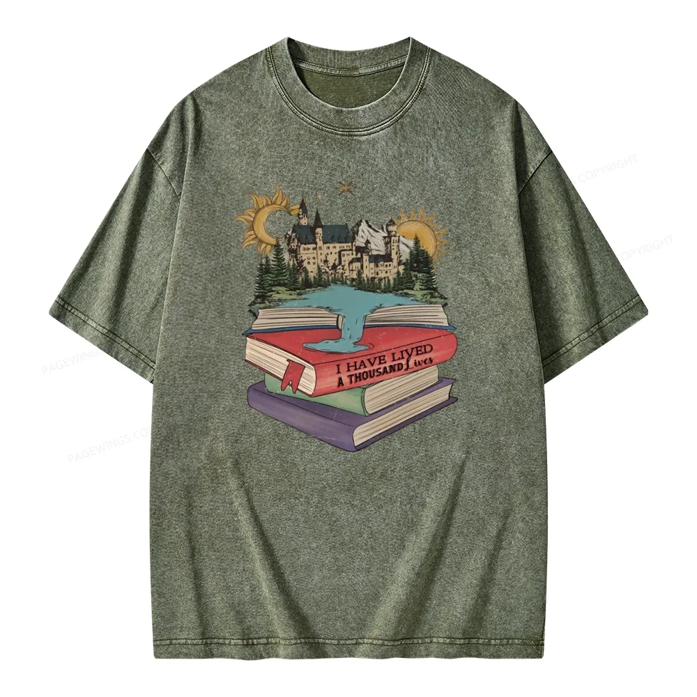 Pagewings I've Live A Thousand Lives Unisex Washed T-shirt