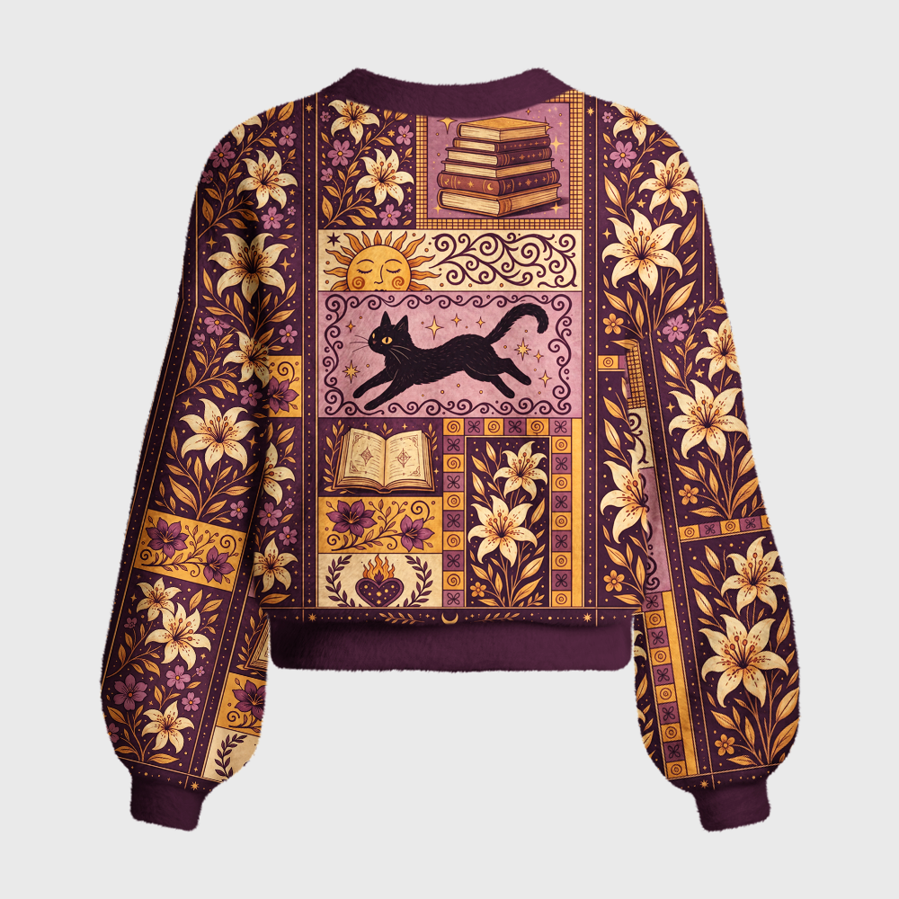 Pagewings Cat Book Lover Women's Cardigan Sweater