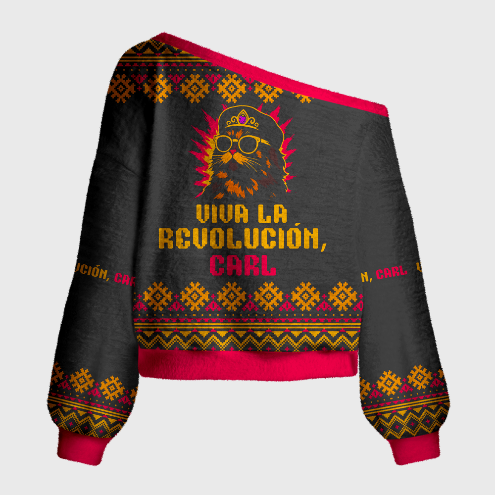 Pagewings Sci Fi Book Lover Off Shoulder Ugly Knit Sweater
