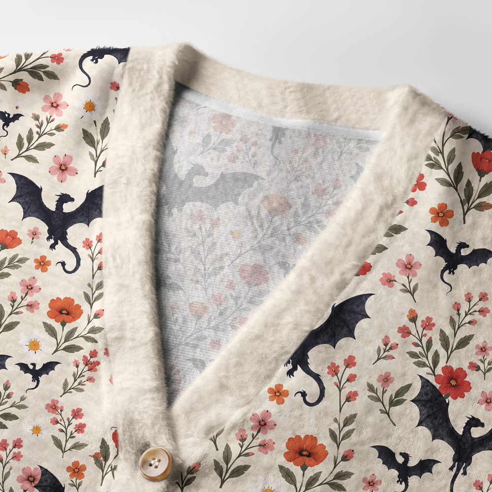 Pagewings Book Dragon Light Knit Unisex Cardigan Sweaters