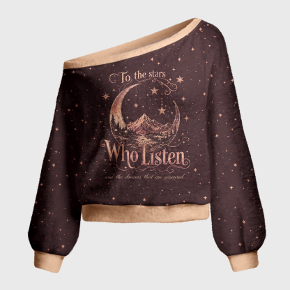 Pagewings Fantasy Bookish Off Shoulder Ugly Knit Sweater