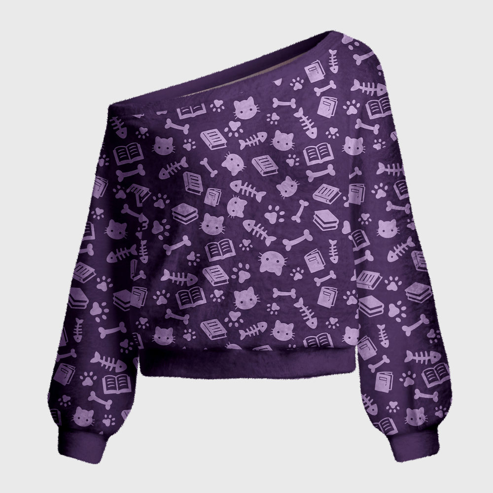 Pagewings Book Lover Off Shoulder Ugly Knit Sweater
