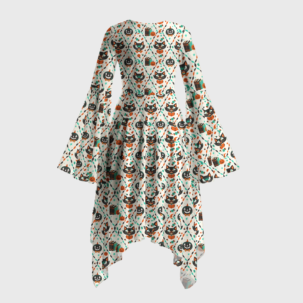 Pagewings Halloween Bookish Reading Bell Sleeve Dress