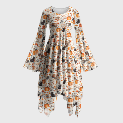 Pagewings Halloween Bookish Reading Bell Sleeve Dress