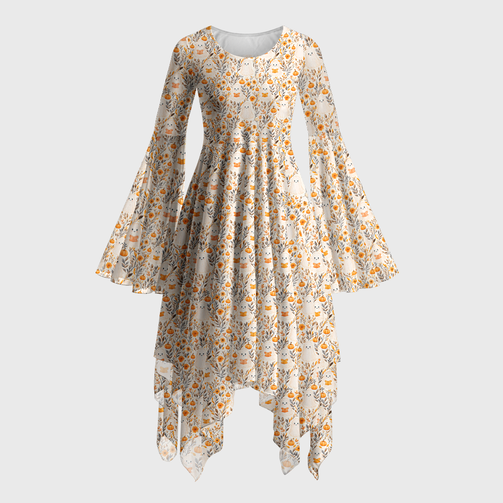 Pagewings Ghosts Love Reading Bell Sleeve Dress