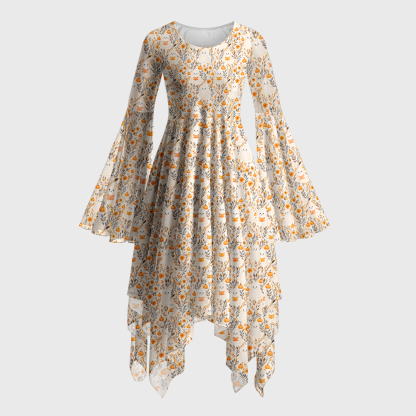 Pagewings Ghosts Love Reading Bell Sleeve Dress