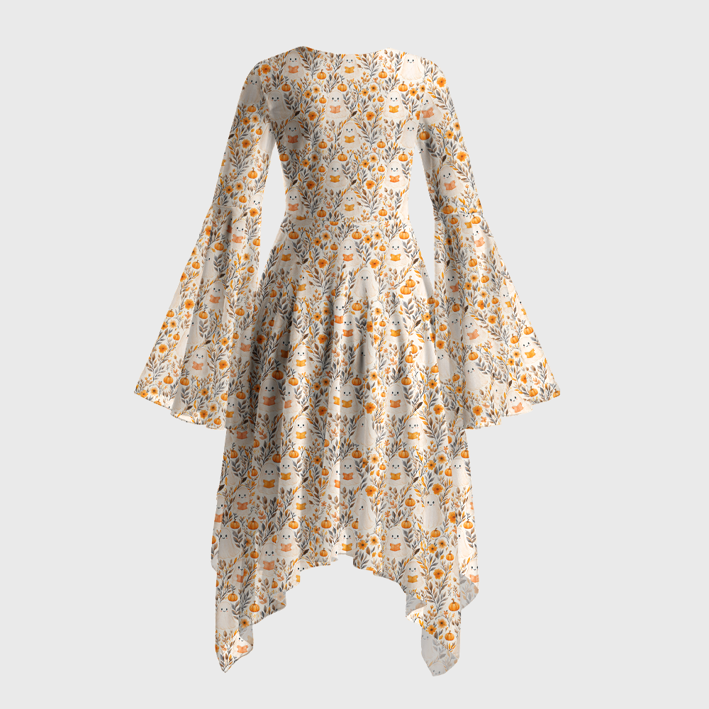 Pagewings Ghosts Love Reading Bell Sleeve Dress