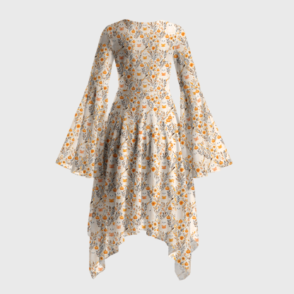 Pagewings Ghosts Love Reading Bell Sleeve Dress