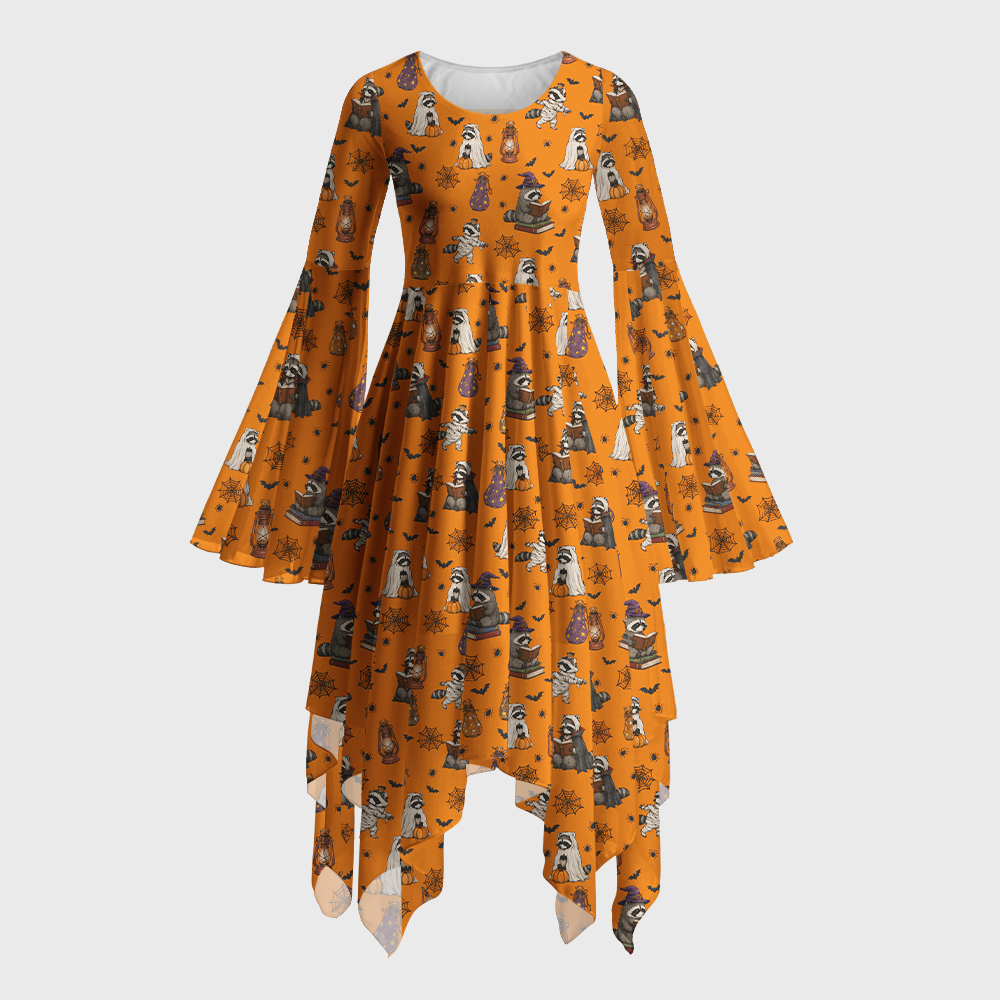 Pagewings Halloween Bookish Reading Bell Sleeve Dress